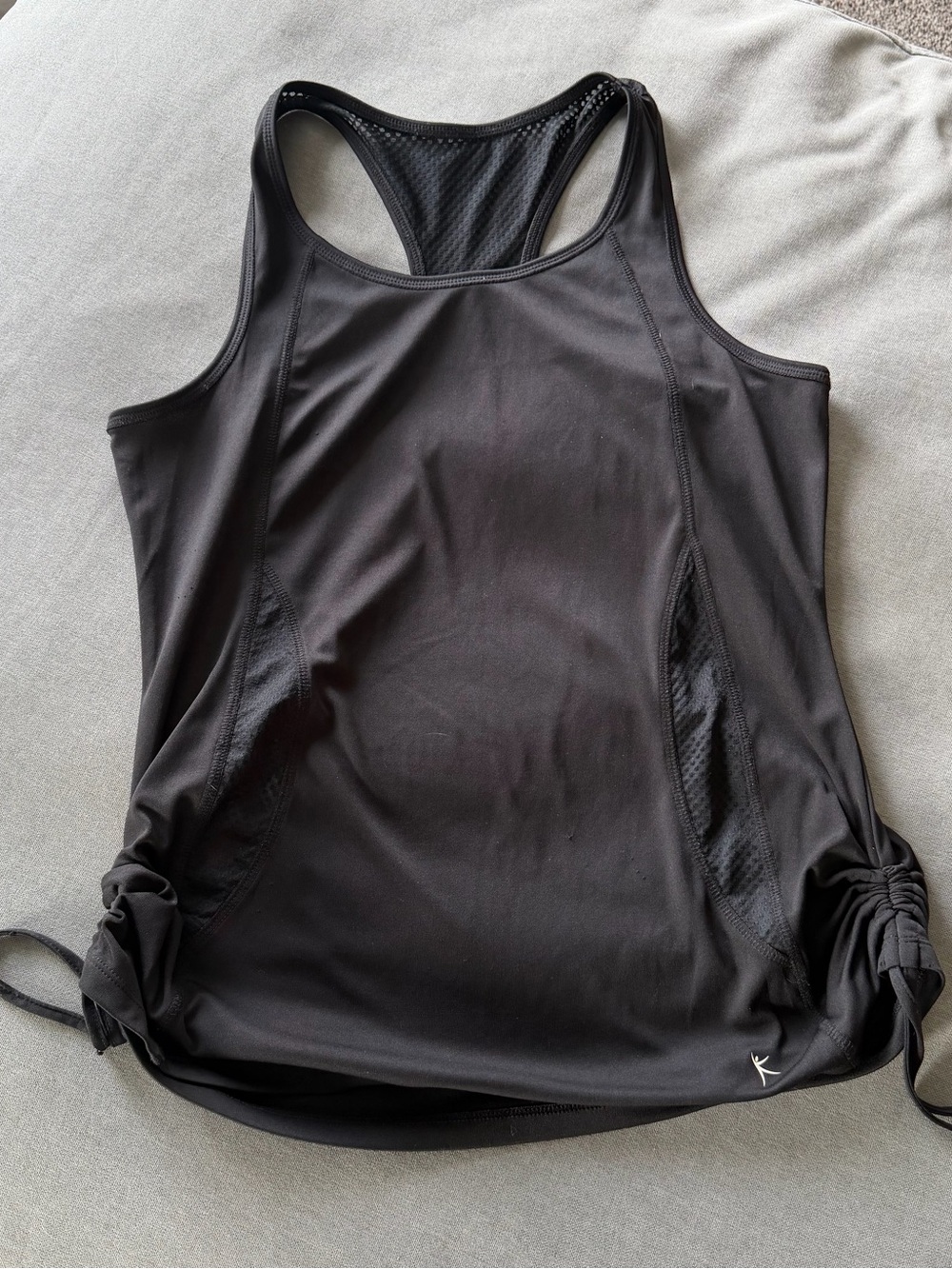 DanskinBlack Racerback Workout Tank with Side Ruching